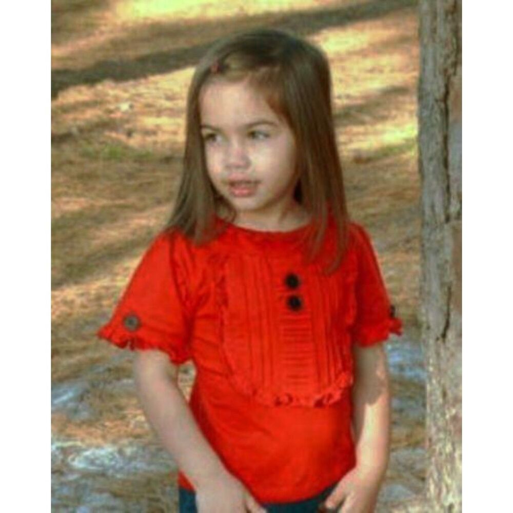 Baby Gassy Gooma girls shirt 6 red black tuxedo ruffle short sleeve top holiday
